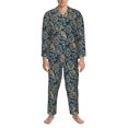 thumbnail image 3 of Fotbe Indian Paisley 2 Pijama de Hombre con Estampado de Manga Larga, Conjunto de 2 Piezas, Ropa de Dormir Suave y Cómoda con Bolsillos-Medium, 3 of 7