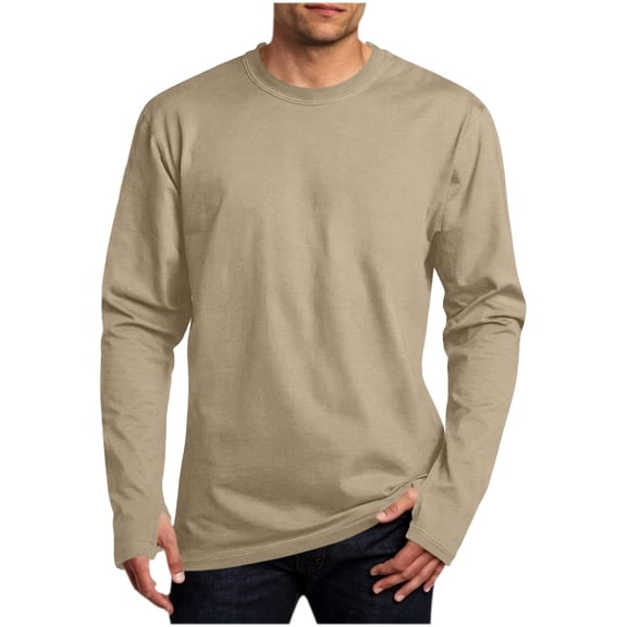Long Sleeve T-Shirt for Men Ghalytn Crew Neck Athletic Top - Stretch Tee with Thumb Holes