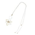 thumbnail image 4 of Collar largo tipo suéter con cadena y adorno en forma de flor, accesorio delicado para mujer Áurea de plata, 4 of 7