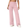 thumbnail image 2 of Ovbmpzd Ladies Women's Yoga Pants Wide-Leg Petite Pink Leggings High Waist Long Casual Leggings,M, 2 of 6