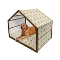 thumbnail image 1 of Floral Pet House, Spring Flowers with Lemons Leaves Inspirational Illustration, Outdoor & Indoor Portable Dog Kennel with Pillow and Cover, 5 Sizes, Red Yellow Forest Green, by Ambesonne, 1 of 4