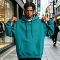 thumbnail image 3 of Dwellite Men's Sweatshirts Pullover Soft Fleece Casual Hoodie Athletic Long Sleeve Hoodies with Pockets Turquoise M, 3 of 7