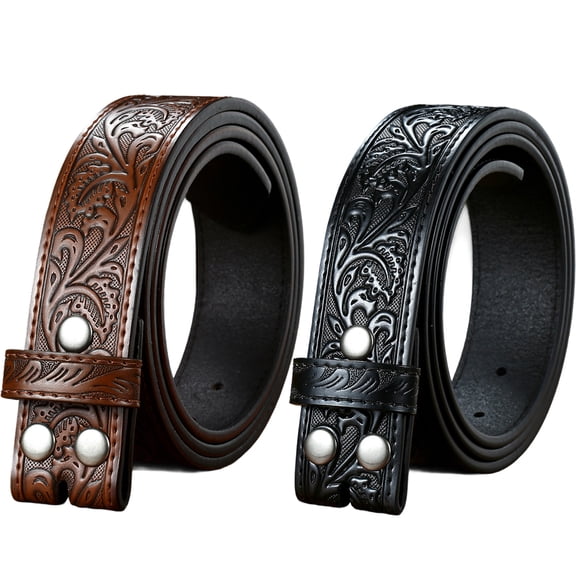 Western Belts for Men without Buckle Cowboy Belt Western Leather Belt Strap for Men Women Vintage Belt for Jeans