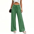 thumbnail image 3 of Hueook Wide Leg Sweatpants Women Strip Striped Ruffle Drawstring Casual Pants with Pockets Green S, 3 of 7