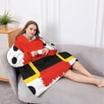 thumbnail image 5 of Oversized Wearable Blanket Hoodie,Red Christmas Santa Costume Pattern Sherpa Blanket Hoodie with Super Pockets,Super Warm Fuzzy Pullover for Women & Men, 5 of 6