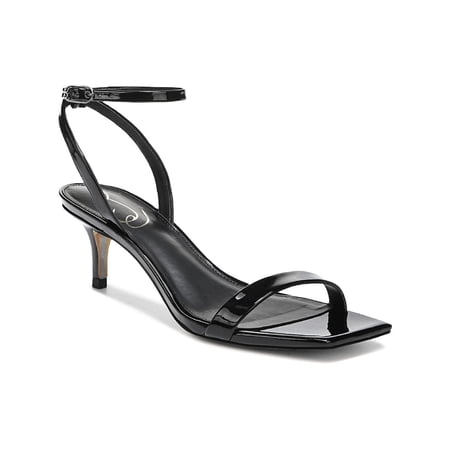 Sam Edelman Rayelle Black Patent Ankle Strap Open Toe Kitten Heel Dress Sandals (BLACK, 7)