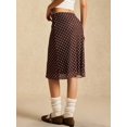thumbnail image 2 of Coffee Brown Polka Dot Mesh Midi Skirt, Wrap Style, Casual Retro, 2 of 7
