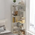 thumbnail image 2 of 6 Tier Freestanding L-Shaped Corner Bookshelf for Living Room Bedroom, Wooden Bookcase with Anti-Drop Panel and Anti-Tipping Device, Display Shelf Open Storage Rack for Home Office, White Oak, 2 of 15