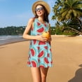 thumbnail image 3 of Vsdgher Robe d'Été Imprimé Melon D\'eau pour Femmes Décontractée Col en U Robe de Plage Sans Manches Robe Débardeur Ample avec Poche, 3 of 7