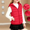 thumbnail image 2 of DJDLJWCJ Puffer Vest Girls Full Zipper Lightweight Warm Winter Jacket Solid Color Sleeveless Jacket Red Size 3T, 2 of 9
