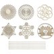 thumbnail image 1 of Juego de 6 adornos de madera con cordón de yute. 6 estilos de colgantes de madera para meditación. Decoraciones de pared con símbolos para dormitorio o estudio., 1 of 6