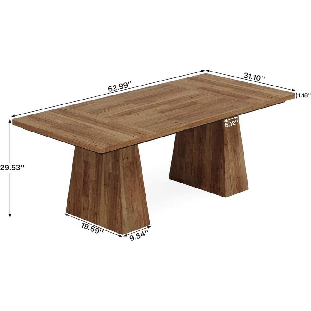 63 Inch Modern Executive Desk Double Pedestal Office Desk Black Computer Desk Home Office Desk with Thick Desktop 250 lb Capacity Writing Table Workstation for Gaming Conference Room Craft Table