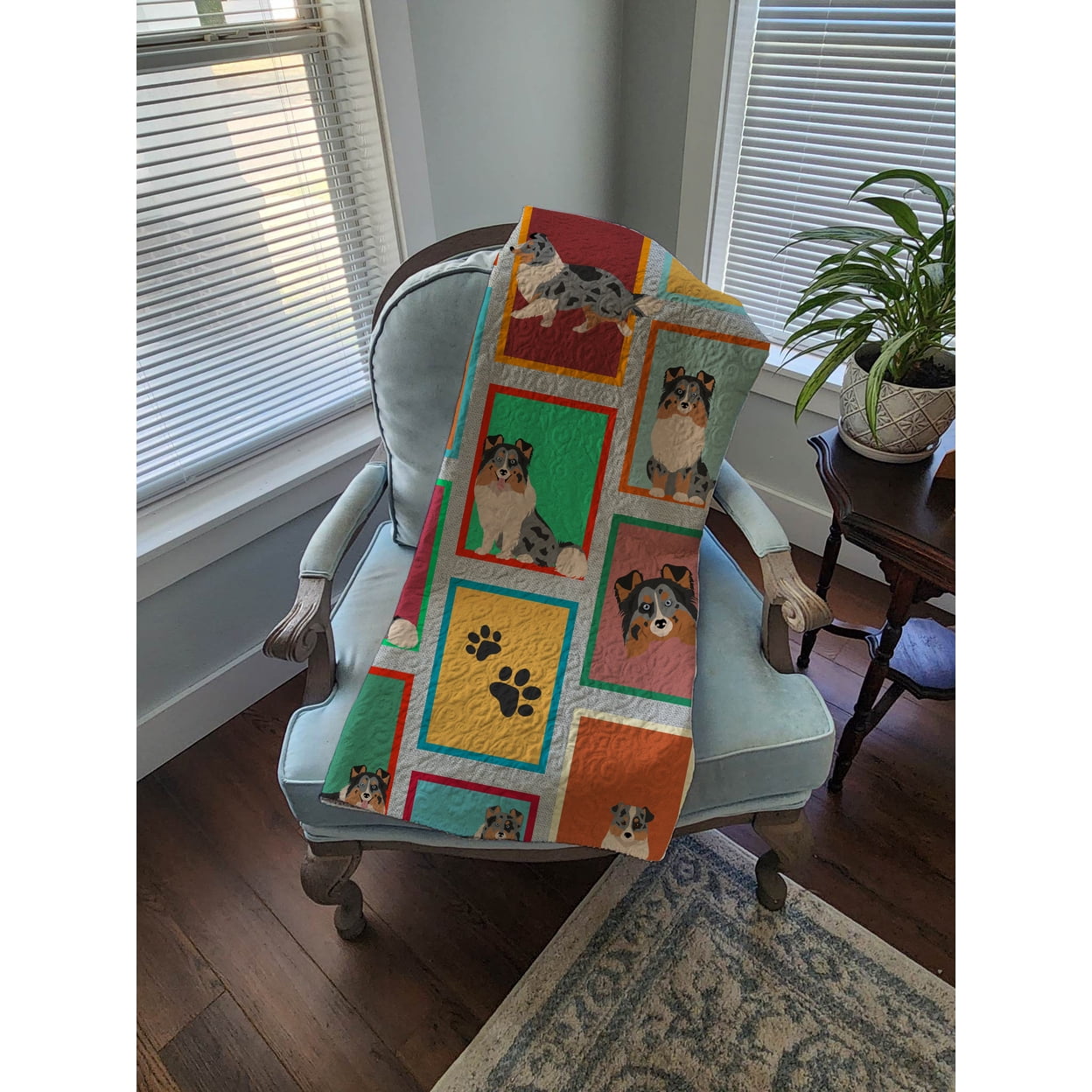 Lots of Blue Merle Sheltie Quilted Blanket 50x60
