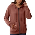 thumbnail image 3 of CAIXIA Oversized Hoodies for Women Zip Up Trendy Casual Fashion Long Sleeve Fall Winter Womens Plus Size Sweatshirts Drawstring Hiking Jacket Women with Pocket Fall Basic Clothes 2026, 3 of 5