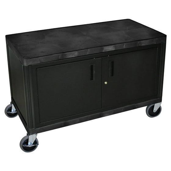 Luxor 3 Shelf Industrial Cart with Locking Doors