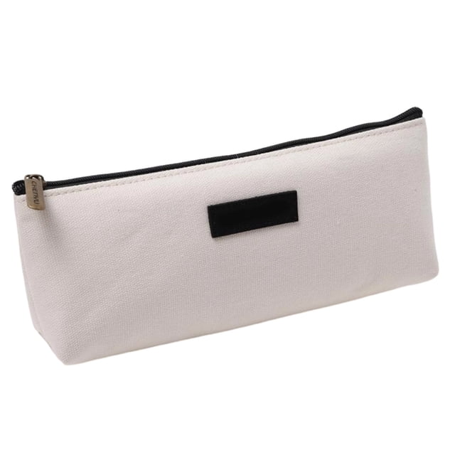 Estuche De Lona Para Lápices Estuche para lápices de lona de color liso, caja de papelería de gran capacidad para estudiantes y profesionales (beige), paquete de 1 unidad. Rkxzt
