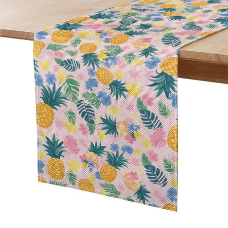 

Kuiaobaty Table Runner Pineapple Leaf Flower Pattern Polyester Picnic Table Decorations for Wedding Family Dinner Indoor Outdoor Party Home Decoration 13 x 90 Inch
