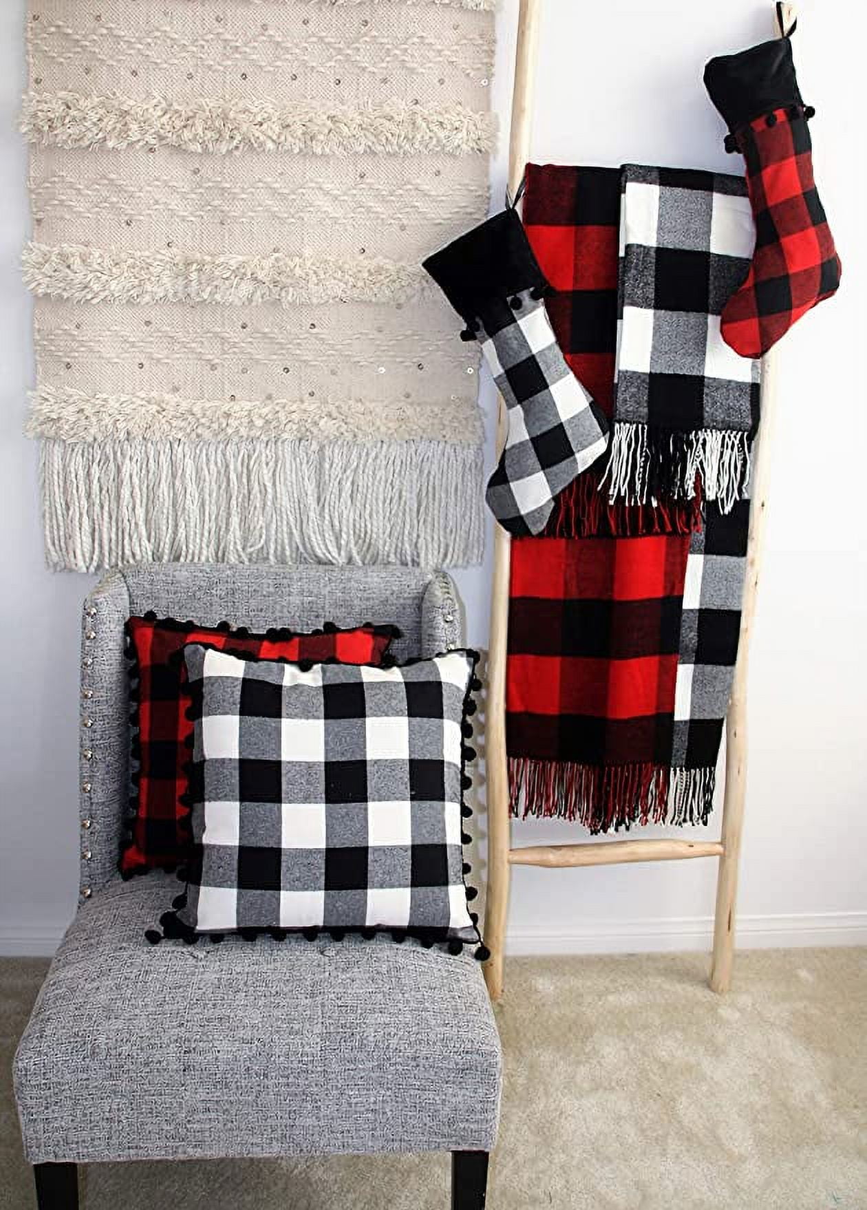 Blankets - Buffalo Plaid Throw Blanket - Decorative Classic Blanket - Comfortable and Ultra-Soft - Lightweight & Indoor Outdoor Blanket - (black/white)