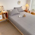 3pcs Grey Plaid Theme Fitted Sheet Set Solid Color Soft Comfortable