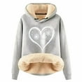 thumbnail image 2 of Christmas Heavyweight Hoodies for Women 2025 Long Sleeve Love Heart Snowflake Graphic Hooded Sweatshirt Pullover Tops, 2 of 5