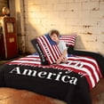 thumbnail image 4 of Manfei Classic US Flag Queen Comforter Set, 250th Anniversary of America Print Comforter Sets Queen, Red White Blue, Black Reversible 3pcs, 1 Comforter and 2 Pillowcases, 4 of 6