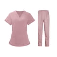 thumbnail image 1 of Conjunto de pantalones sueltos con camiseta de uniforme de enfermera para mujer, cómodo con bolsillos Conjunto de uniformes médicos para cosmetología , Rosado, SG Sunnimix uniforme de enfermera, 1 of 8