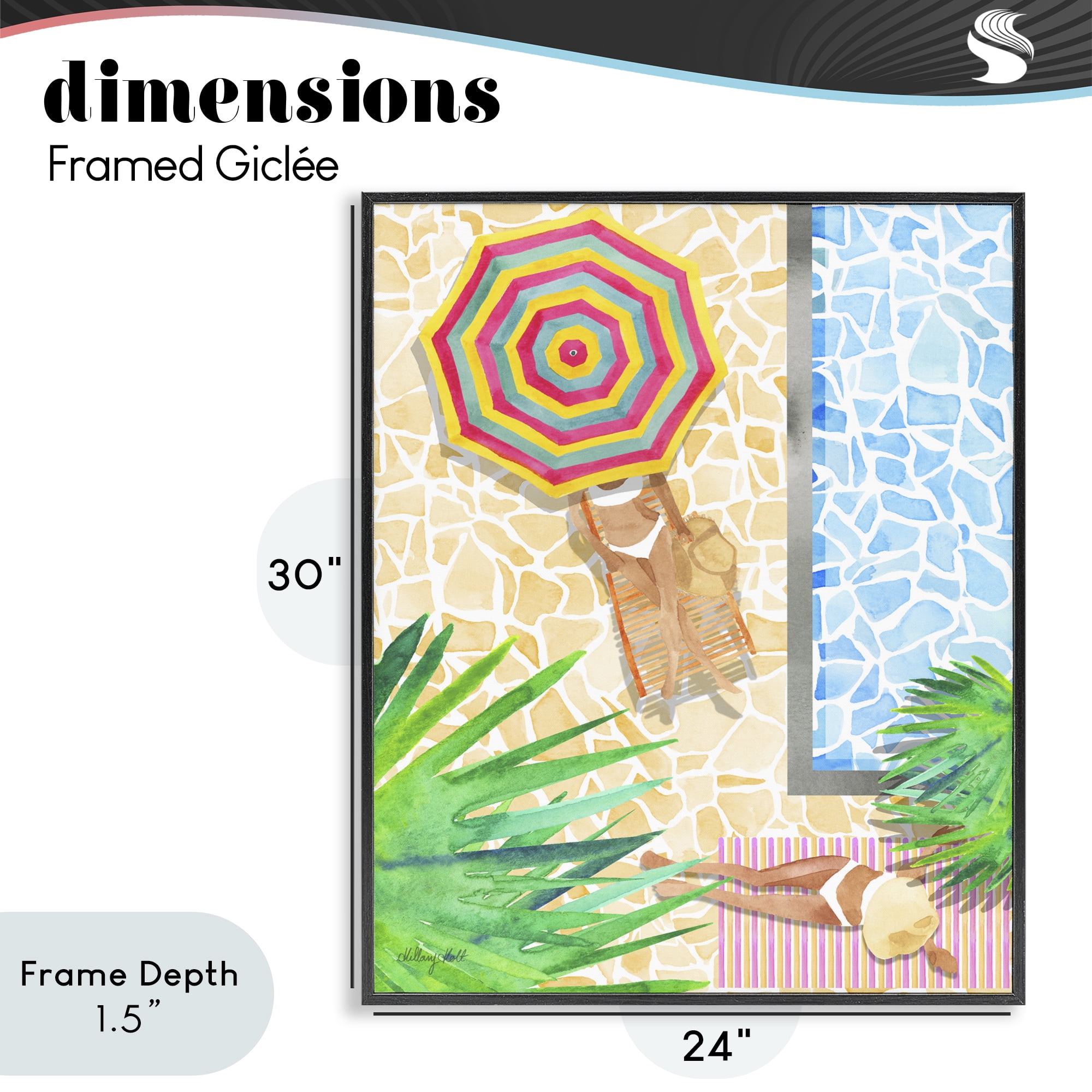 Stupell Industries Poolside Chill Duo Black Framed Giclee Art, design by Hillary Holt