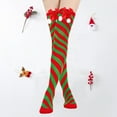 thumbnail image 2 of Odeerbi Christmas Striped Knee Socks for Women 2025 Christmas Long Tube Knee Garter Socks Cute Accessories Christmas Party Socks Green, 2 of 4