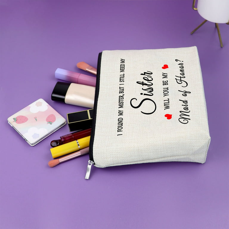 Personalized Makeup Bag Bridesmaid Proposal Gift Custom Cosmetic Bag  Bachelorette Party Bridal Shower 