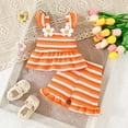 thumbnail image 2 of HAYIMI Toddler Girls Striped Camisole Tops And Lace Shorts Outfit Sets Casual Two Piece Summer Wear Classic Clothes Sets, 2 of 8