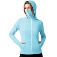 thumbnail image 3 of Women's Loose Fit Long Sleeve Hooded Zipper Solid Color Sun Protection Top Shirt Casual Daily Fashion Shirts | CSEONE,Light Blue M, 3 of 6