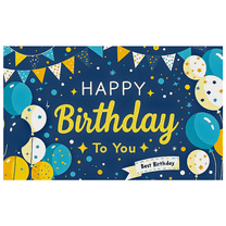 Blue and Yellow Happy Birthday Banner with Balloons Star Elements and Bunting Party Supplies Photography Props Backdrop Decors for Birthday Party Celebration Photo Booth Setup Home Decorations