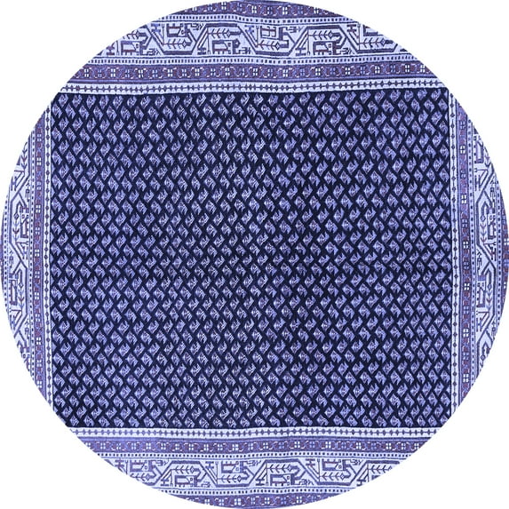 Ahgly Company Machine Washable Indoor Round Persian Blue Traditional Area Rugs, 7' Round