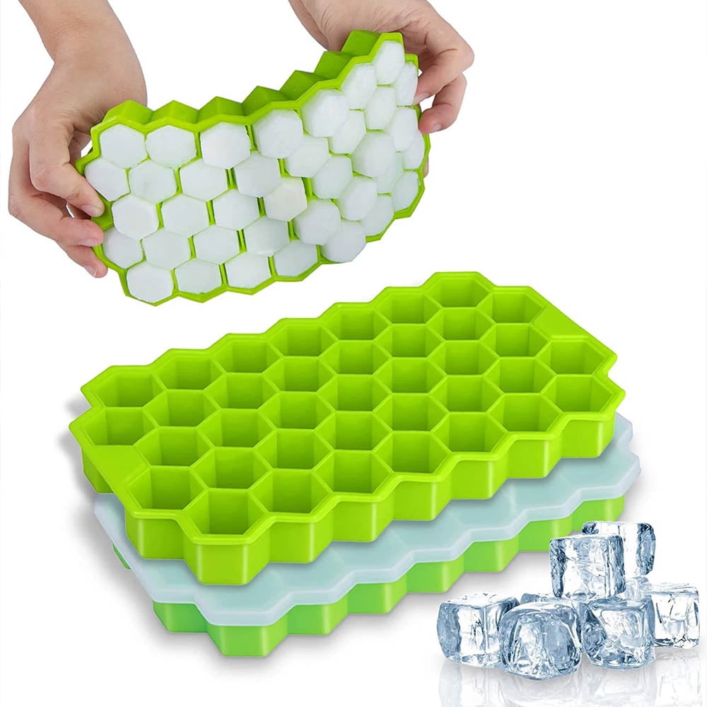 Ice Cube Tray Silicone, Ice Trays for Freezer with Lid (BPA Free), Flexible  & Easy-Release Honeycomb Ice Cube Trays Molds for Cocktail Whiskey