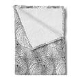 thumbnail image 2 of Abstract Soft Flannel Fleece Blanket, Doodle Style Hypnotic Lines Complex Design Overlapping Curvy Forms with Dots, Cozy Plush for Indoor and Outdoor Use, 50" x 70", Black and White, by Ambesonne, 2 of 5