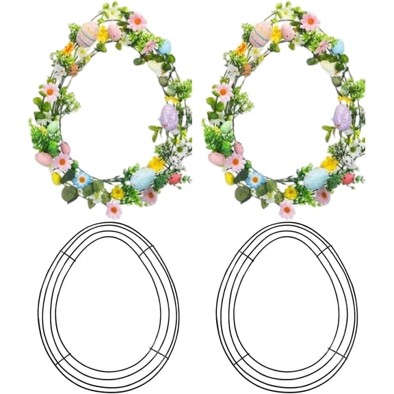 4pcs Bunny Wreath Frame, Easter Decorations, DIY Easter Eggs Carrots Wire Wreath Craft for Indoor, Outdoor, Front Door Decor(Q)