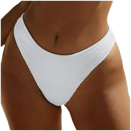WERYOUNG Women SexyLow Waist Bikini Bottoms Swim Briefs Beach Shorts Ruched Bottom Swim Bottom Full Coverage Swimbottom Summer Tropical Brazilian Vacation Swimwear Relaxed Fit White S