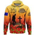 thumbnail image 3 of Sudadera con capucha con estampado 3D del Día de Anzac para hombre, ropa para que no olvidemos a Australia y Nueva Zelanda, sudaderas con héroes, suéteres con flores Remember, 3 of 5