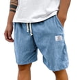 thumbnail image 2 of Lumtrix Men's Loose Fitted Corduroy Shorts Casual Elastic Waist Drawstring Long Shorts with Pockets Sky Blue XL, 2 of 5
