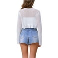 thumbnail image 3 of INSPIRE CHIC Crochet Cropped Cardigan for Women's Long Sleeve Tie Front Bolero Shrug XS White, 3 of 6