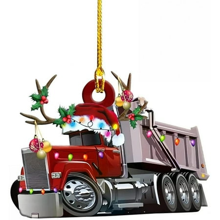 

Christmas Tree Wood Decor Truck Steamship Excavator Fire Truck Jeep Hanging Pendant for Family Holiday Xmas Party Gift