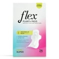 thumbnail image 2 of (6 pack) Flex Plant+ Pads with Wings, Super, Heavy Absorbency, Ultra Thin, Unscented, 26 Count, Hypoallergenic, 2 of 7
