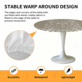 thumbnail image 2 of Elastic Fitted Round Tablecloth, Japanese Waterproof Stretch Table Cover for 45"-54" Tables, Grey Simple Traditional Flowers Leaves Pattern Washable Outdoor Tablecloths for Patio, Picnic, Camping, 2 of 9