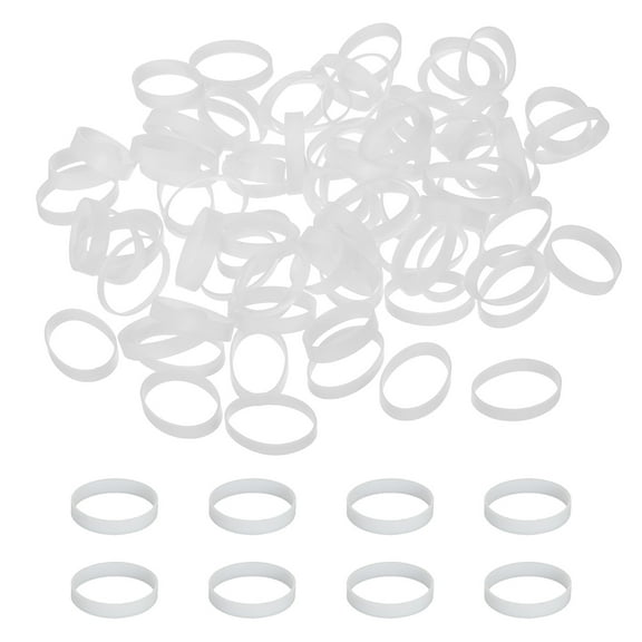 Uxcell Silicone Rubber Bands Cable Ties 1.1", Flat Rubber Elastic Band for Office Supplies Home Cord Wrapping, White 80 Pcs