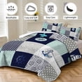 thumbnail image 4 of Flymme Nautical Quilts Sets Queen Size,3 Pieces Plaid Patchwork Ocean Bedspread, Sailboat and Anchor Print Coastal Bedding Coverlet for Bedroom Decor, 4 of 7