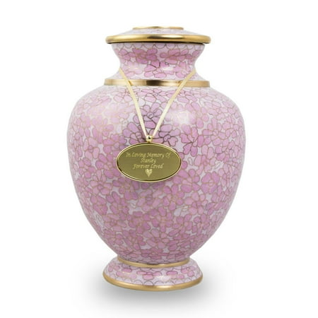 Cloisonne Urn - Bronze Cremation Urn - Large 200 Pounds - Cloisonne Pink Essence - Engraving Sold Separately
