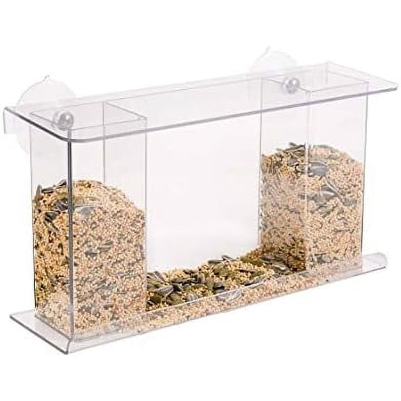 One-Way Mirror Window Bird Feeder – Durable Outdoor Bird Feeder Watching – Features a Strong Suction Cup Attachment – 13" L x 5" D x 7" H$$Garden & Patio