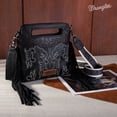 thumbnail image 3 of Wrangler Top Handle Bag for Women Embroidered Fringe Western Crossbody Purse, Black, 3 of 7