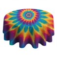 thumbnail image 4 of Colorful Tie Dye Mandala Pattern Round Tablecloth 60"x60",Wrinkle Wipeable Table Cloth for Kitchen Dining Room Picnic Patio Party, 4 of 6
