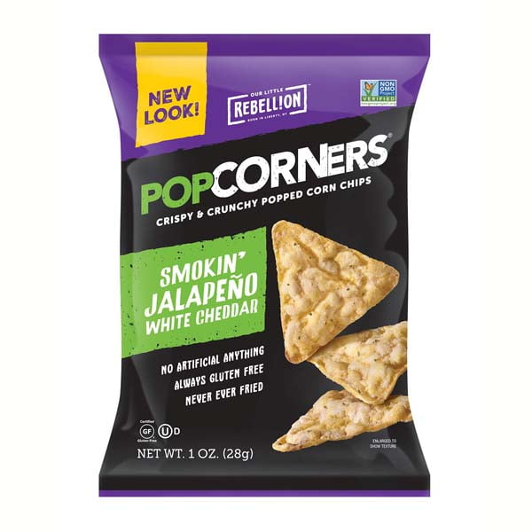 Popcorners Cheesy Jalapeno Popped Corn Chips 1.1 oz Bags Pack of 40